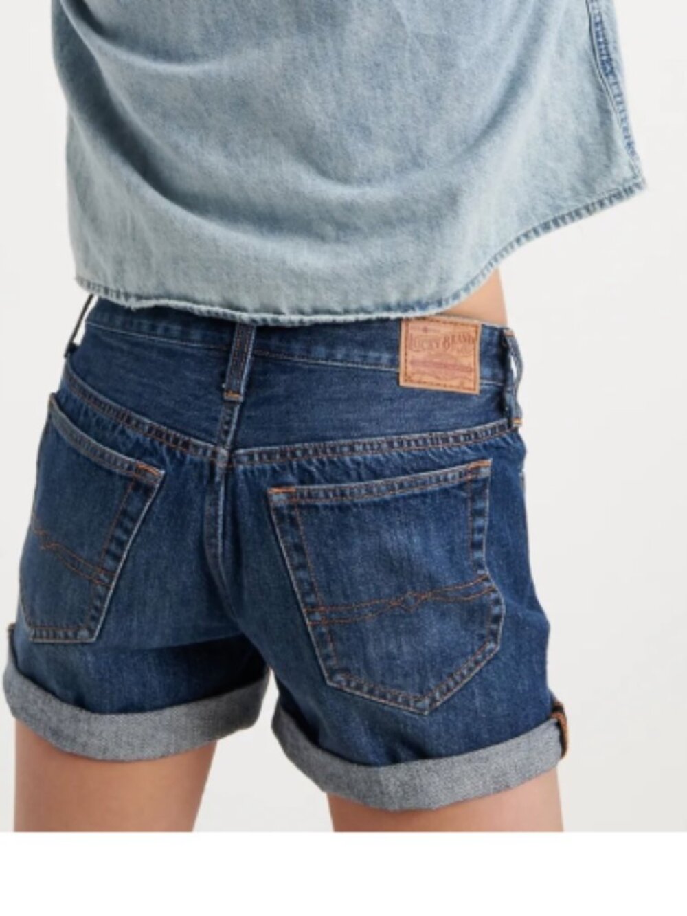 Lucky Brand Dark Blue Denim Frayed Hem Shorts size 4/27 - Picture 2 of 9